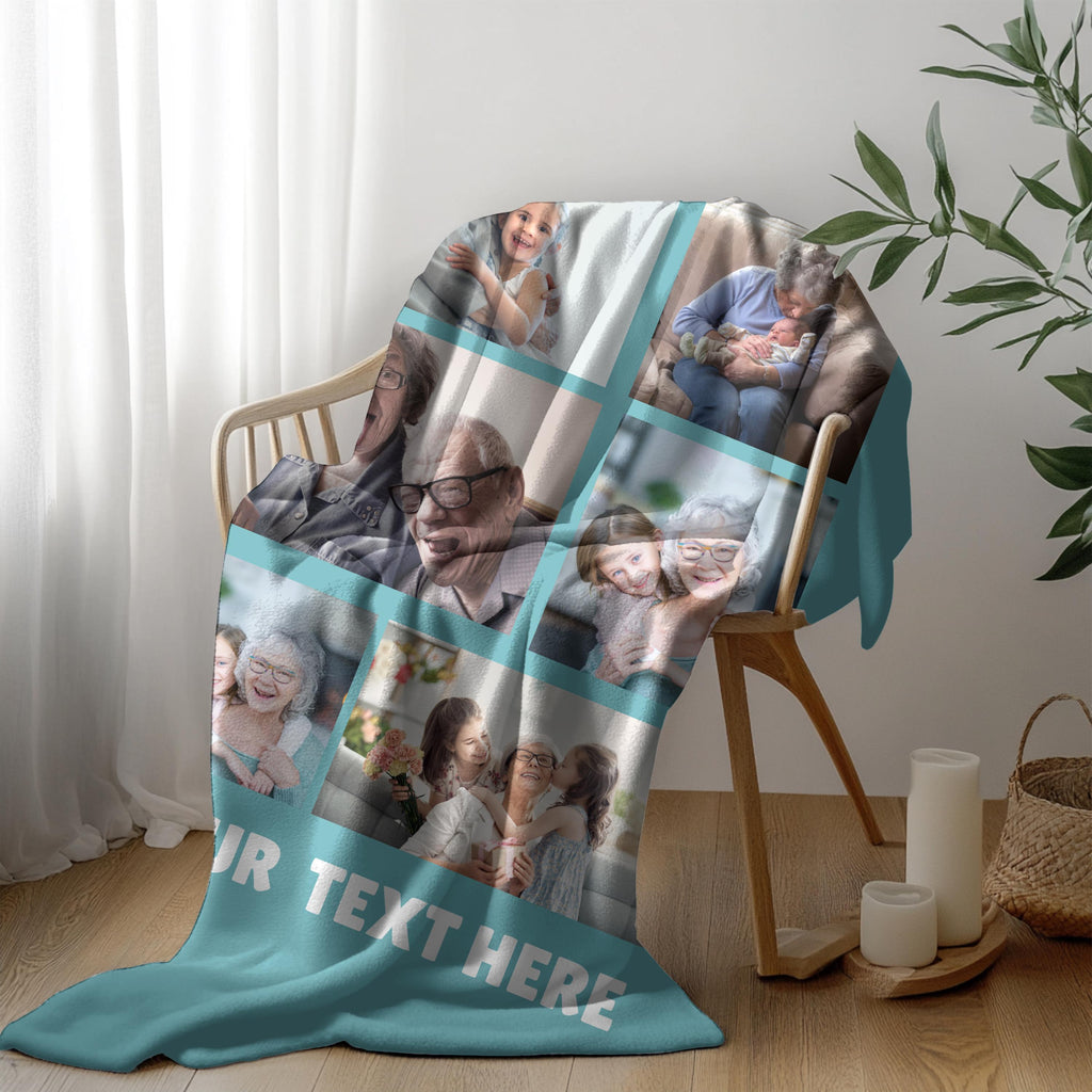Custom Photo Collage Blanket: Personalized Grandma Gift