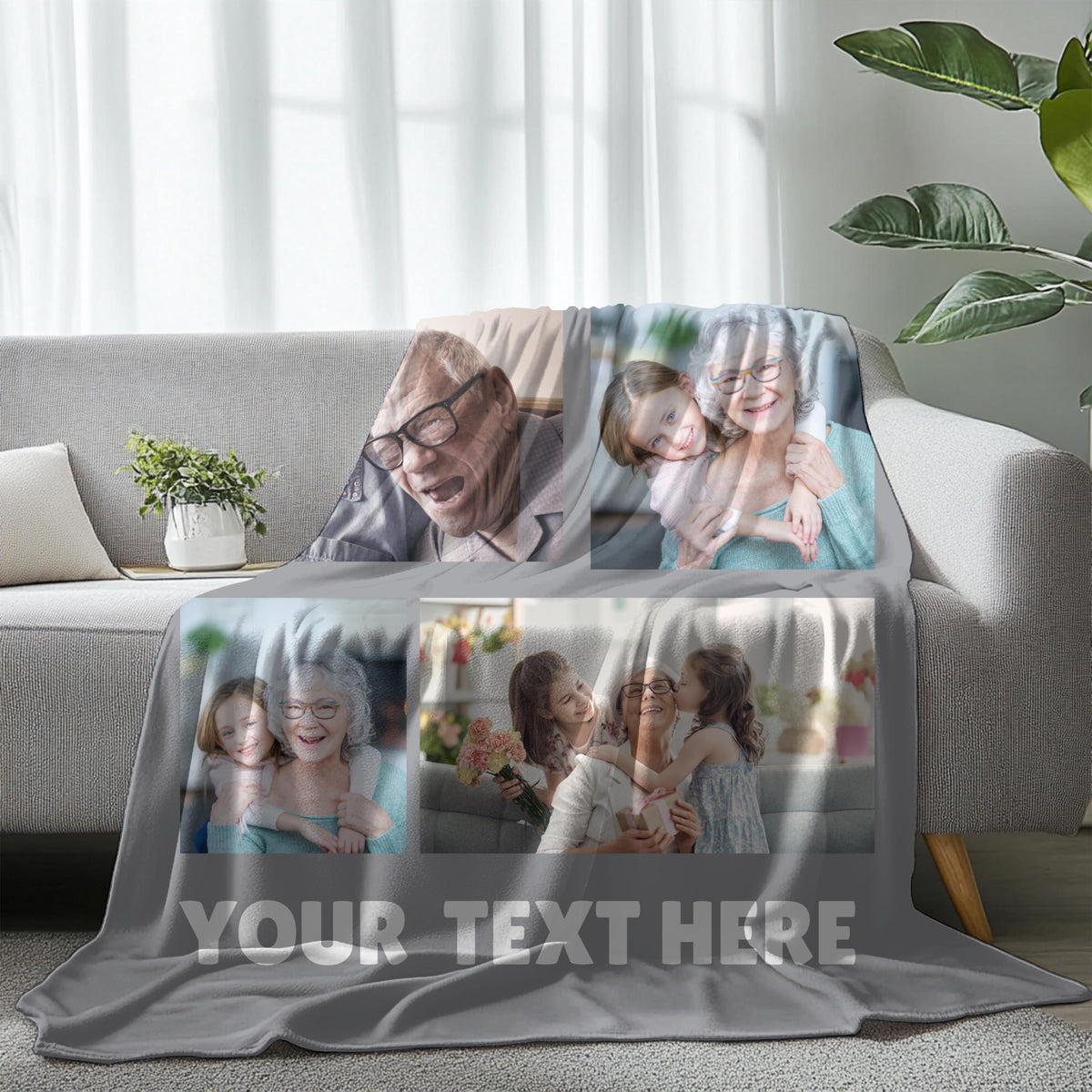 Custom Photo Collage Blanket: Personalized Grandma Gift