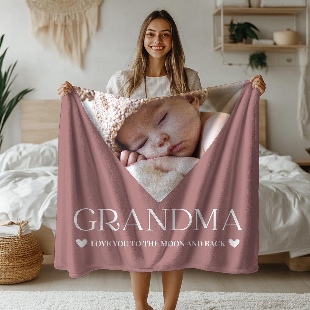 Custom Photo Blanket for Grandma: Personalized Picture Collage Gift