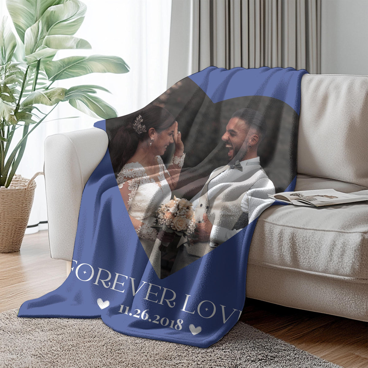 Custom Photo Blanket: Personalized Couple Gift, Plush Velveteen Blanket