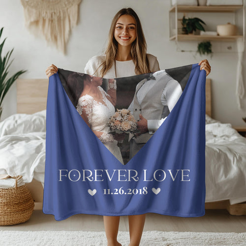 Custom Photo Blanket: Personalized Couple Gift, Plush Velveteen Blanket