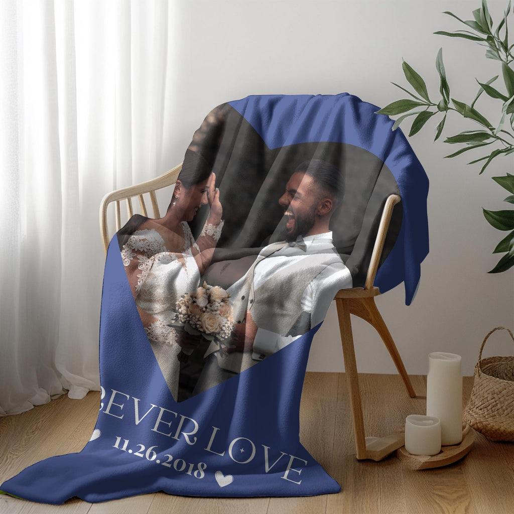Custom Photo Blanket: Personalized Couple Gift, Plush Velveteen Blanket