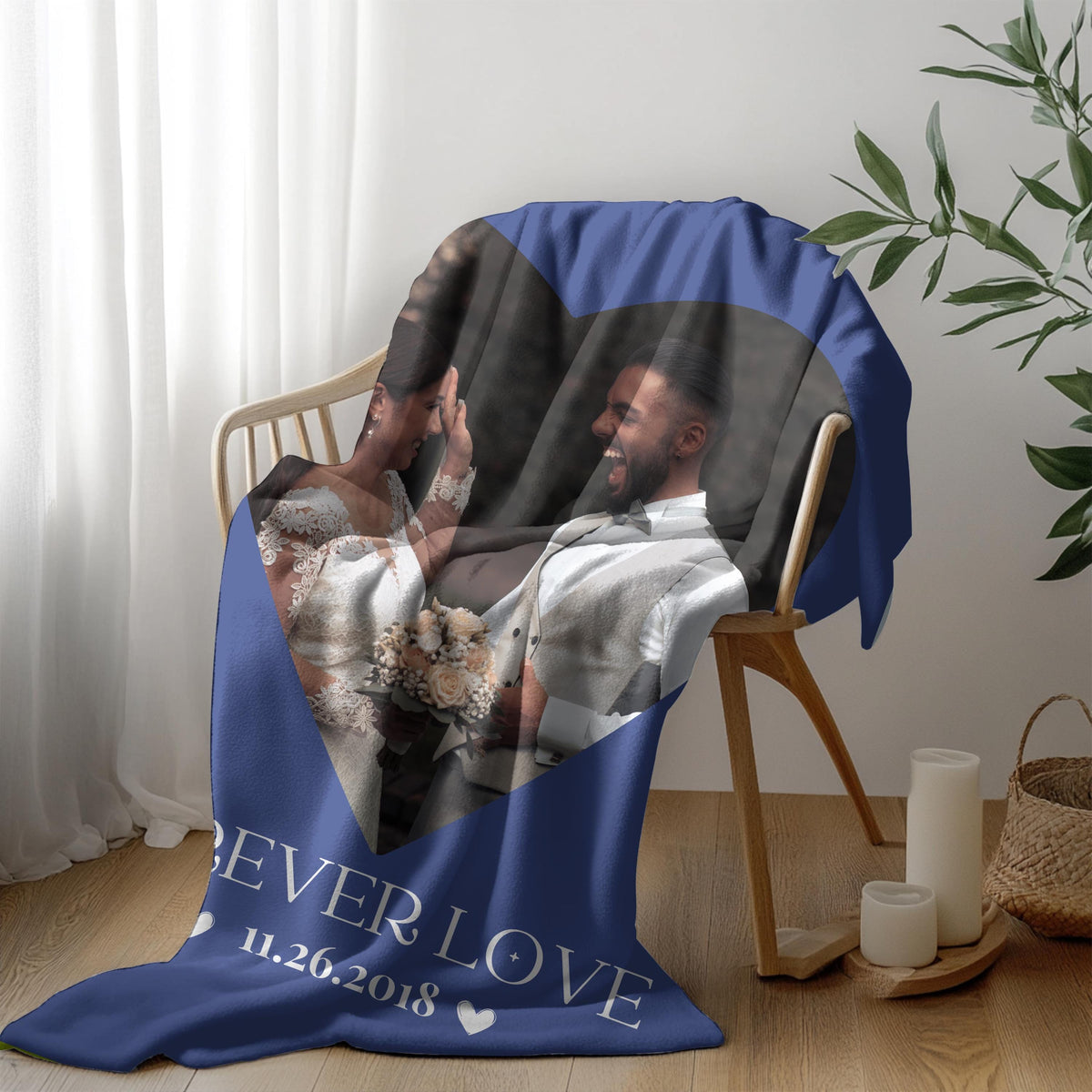 Custom Photo Blanket: Personalized Couple Gift, Plush Velveteen Blanket