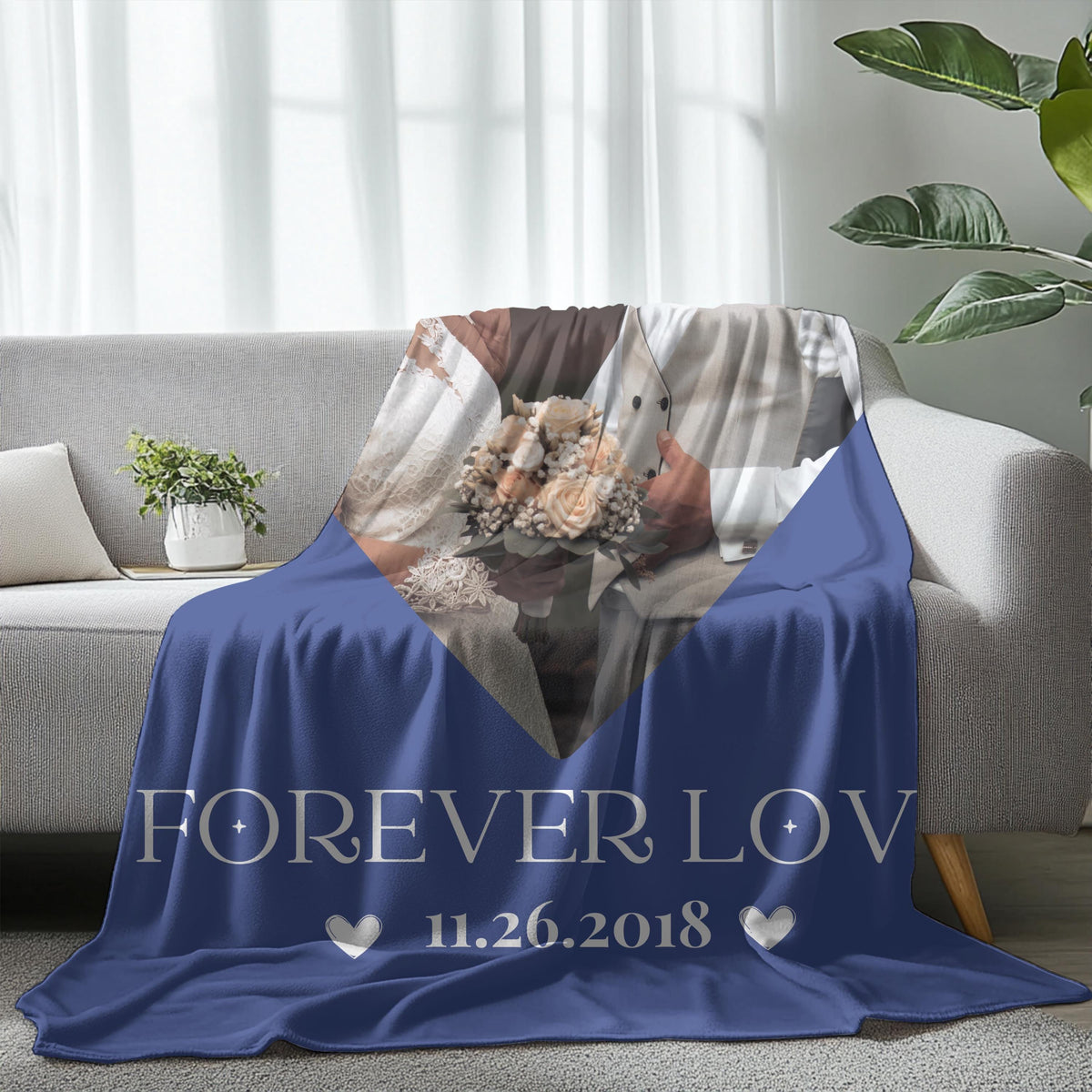 Custom Photo Blanket: Personalized Couple Gift, Plush Velveteen Blanket