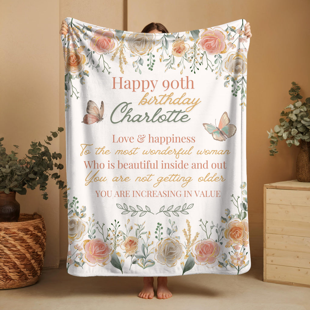 Personalized 90th Birthday Blanket: Custom Photo Gift for Grandma