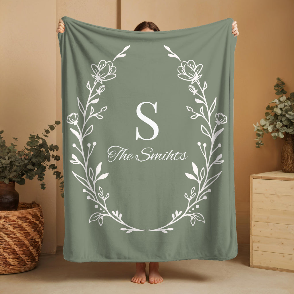 Custom Family Name Blanket, Last Name Initials Blanket, Wedding Anniversary Gift, Christmas Present For Family, Gift For Mom