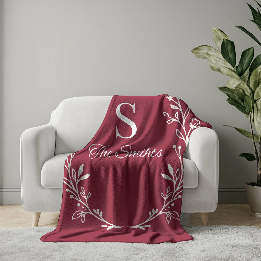 Custom Family Name Blanket, Last Name Initials Blanket, Wedding Anniversary Gift, Christmas Present For Family, Gift For Mom