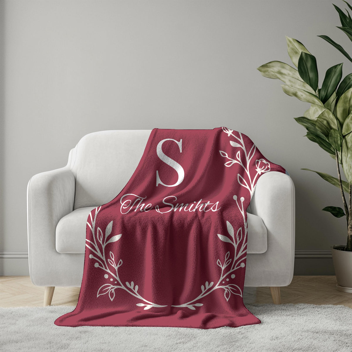 Custom Family Name Blanket, Last Name Initials Blanket, Wedding Anniversary Gift, Christmas Present For Family, Gift For Mom