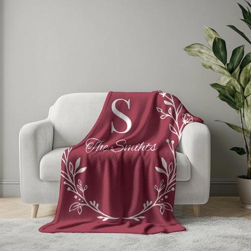 Custom Family Name Blanket, Last Name Initials Blanket, Wedding Anniversary Gift, Christmas Present For Family, Gift For Mom
