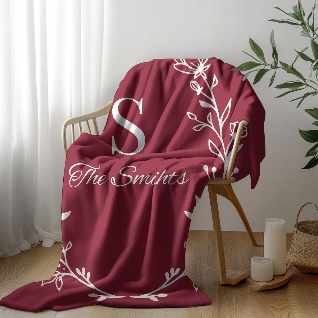 Custom Family Name Blanket, Last Name Initials Blanket, Wedding Anniversary Gift, Christmas Present For Family, Gift For Mom