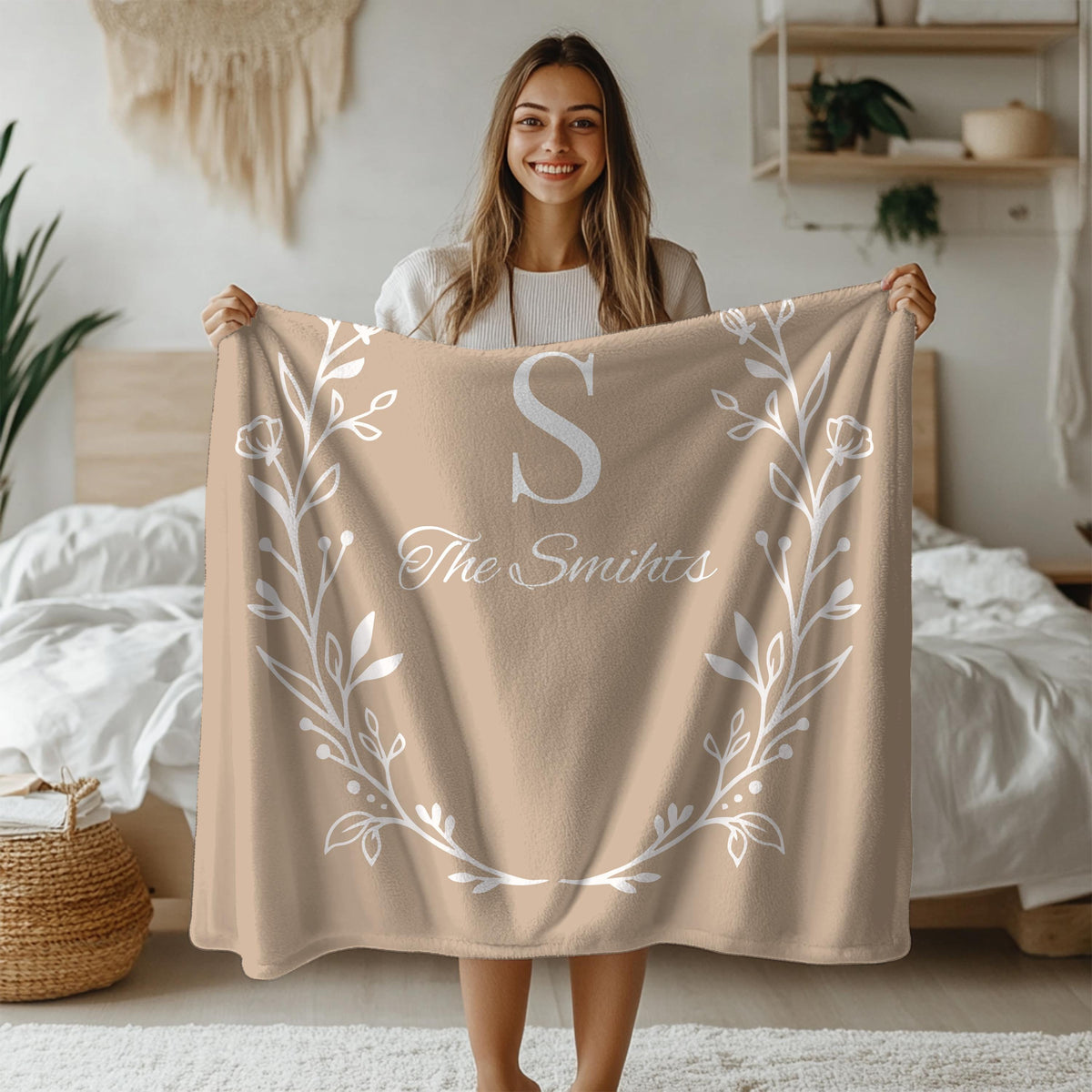 Custom Family Name Blanket, Last Name Initials Blanket, Wedding Anniversary Gift, Christmas Present For Family, Gift For Mom