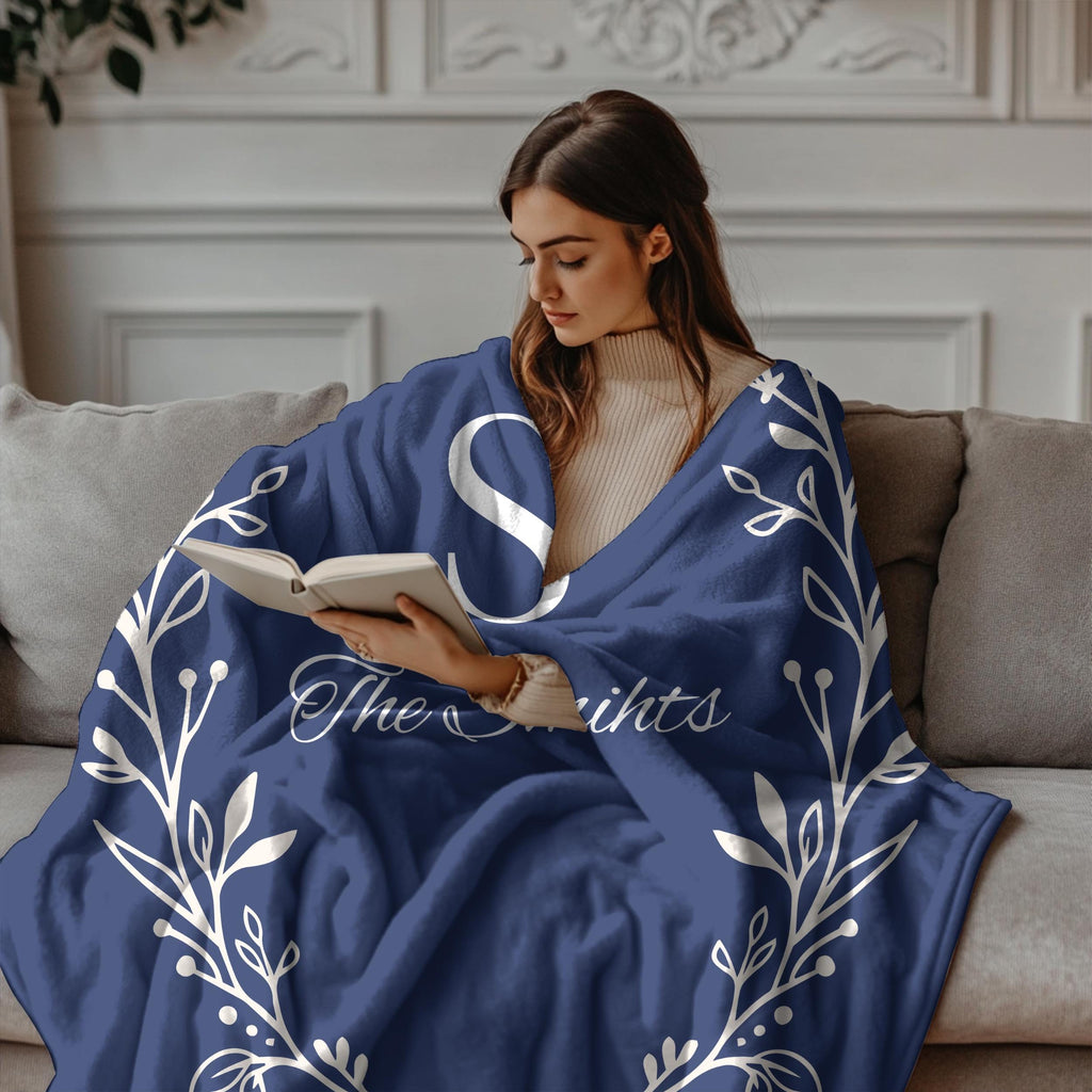 Custom Family Name Blanket, Last Name Initials Blanket, Wedding Anniversary Gift, Christmas Present For Family, Gift For Mom