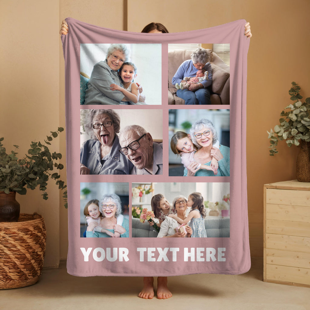 Custom Photo Collage Blanket: Personalized Grandma Gift