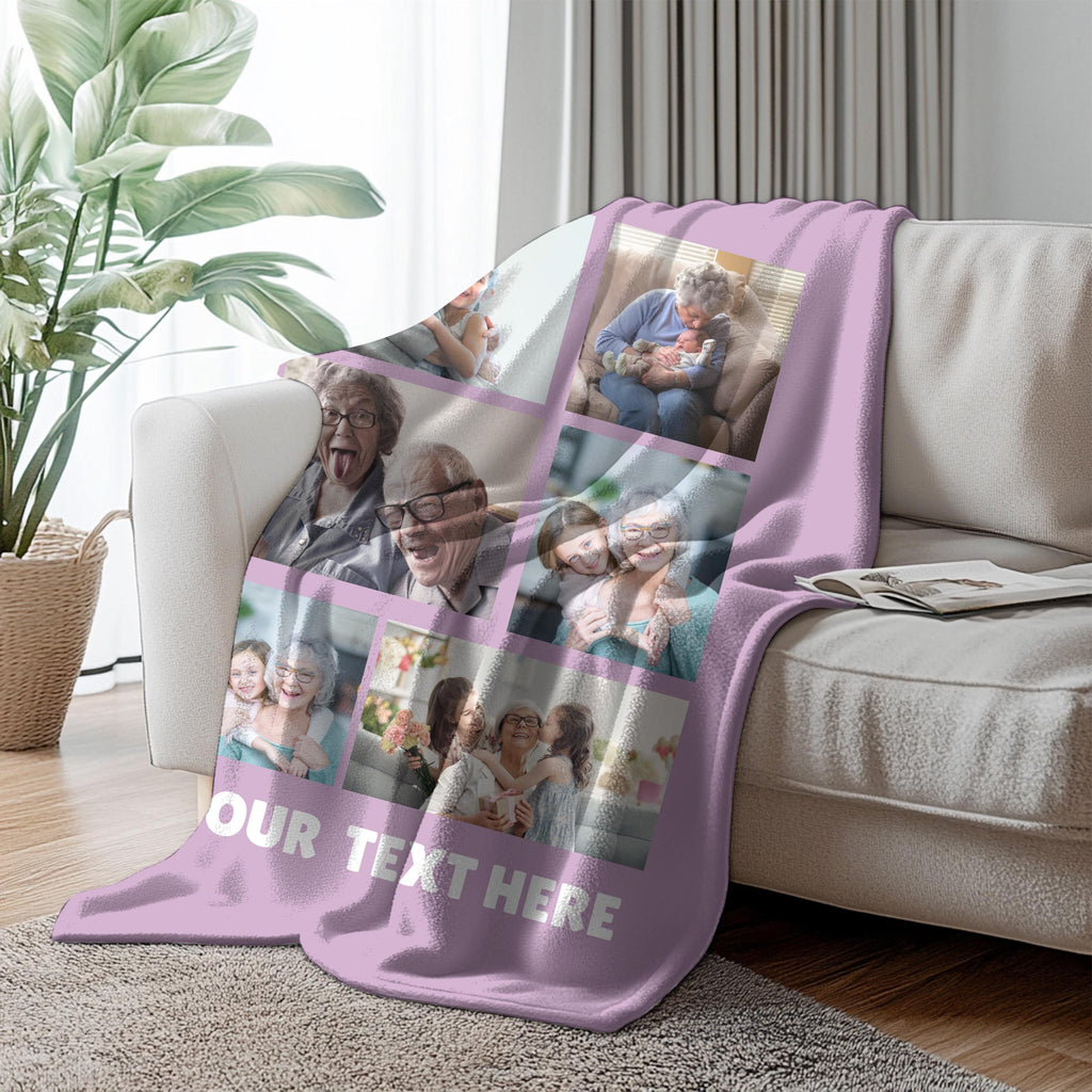Custom Photo Collage Blanket: Personalized Grandma Gift
