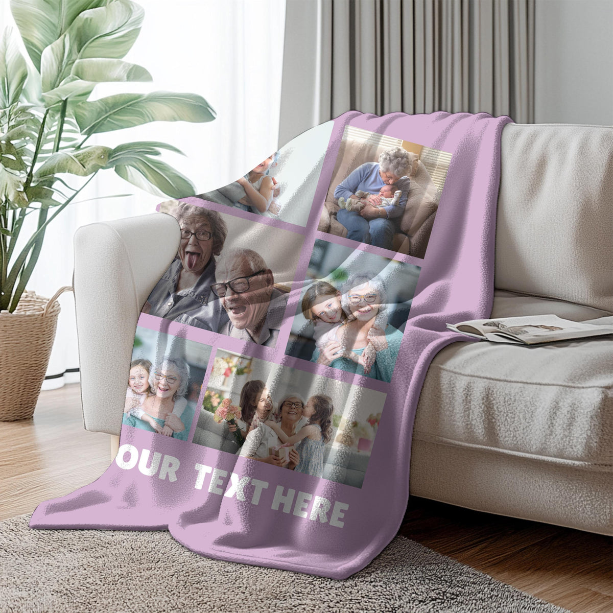 Custom Photo Collage Blanket: Personalized Grandma Gift
