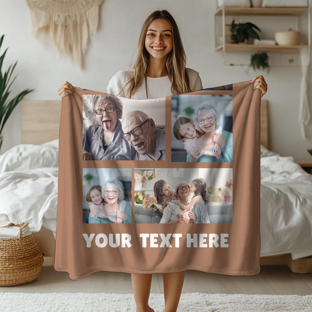 Custom Photo Collage Blanket: Personalized Grandma Gift