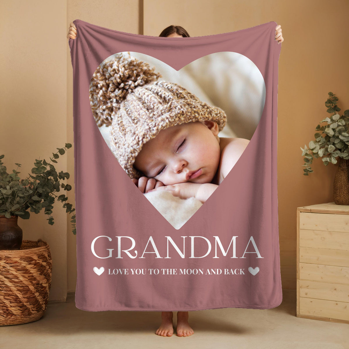 Custom Photo Blanket for Grandma: Personalized Picture Collage Gift