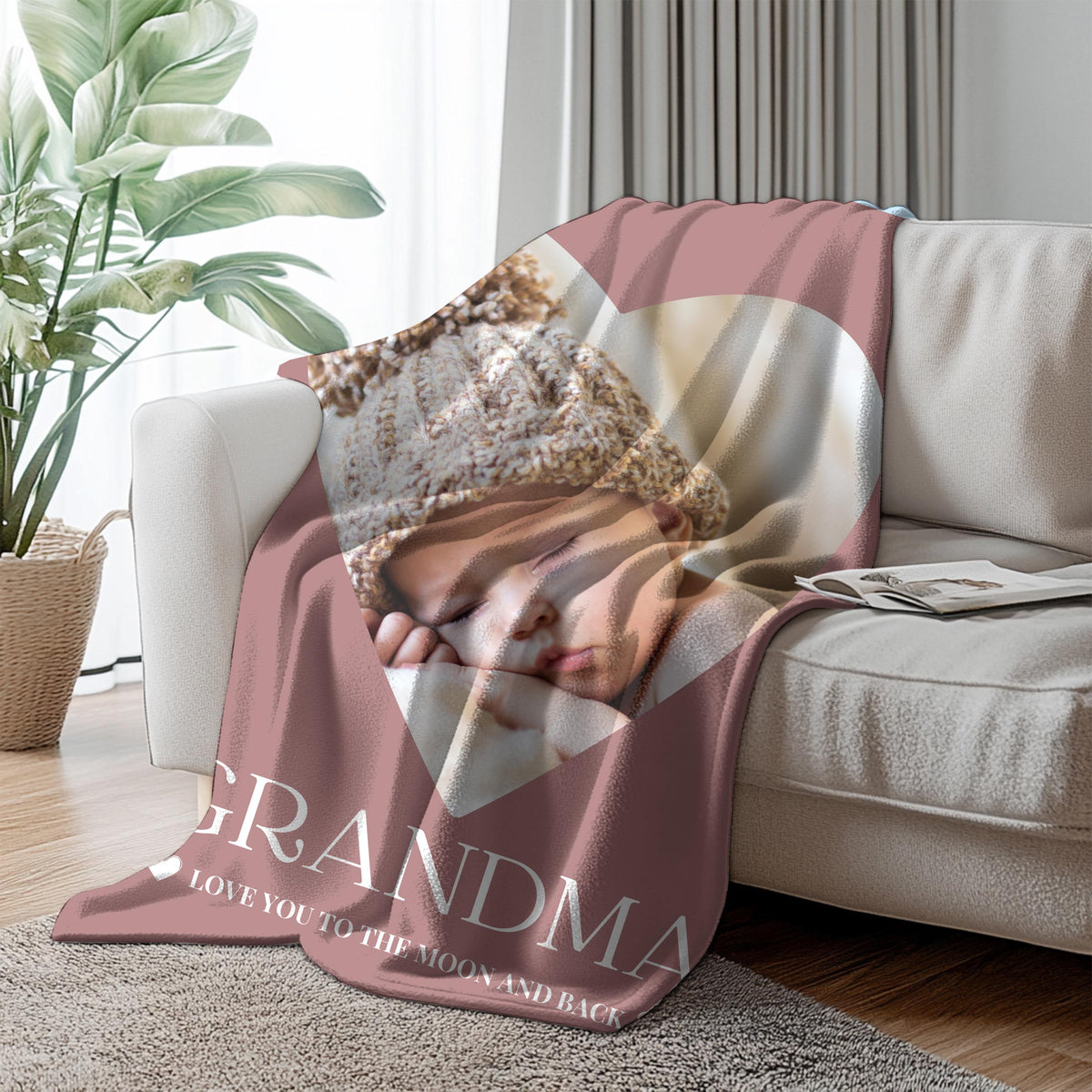 Custom Photo Blanket for Grandma: Personalized Picture Collage Gift