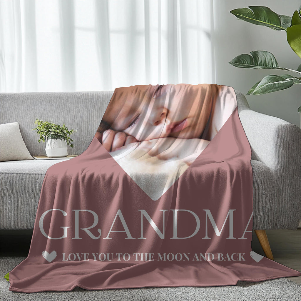 Custom Photo Blanket for Grandma: Personalized Picture Collage Gift