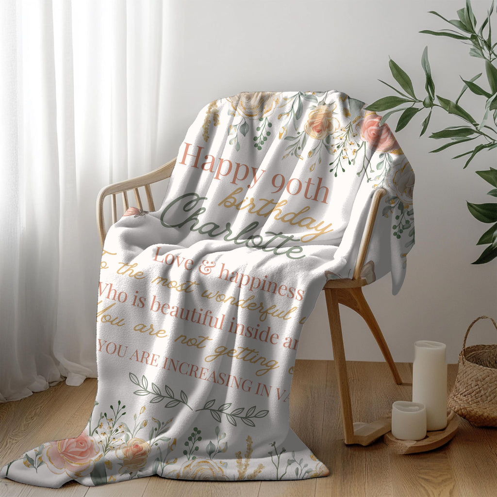 Personalized 90th Birthday Blanket: Custom Photo Gift for Grandma
