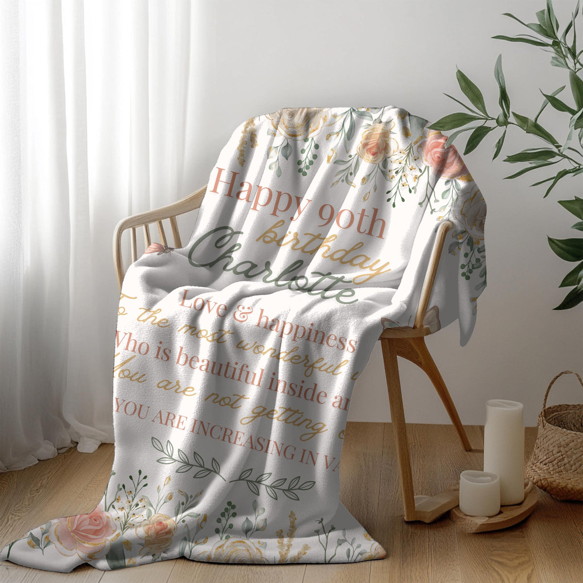 Personalized 90th Birthday Blanket: Custom Photo Gift for Grandma