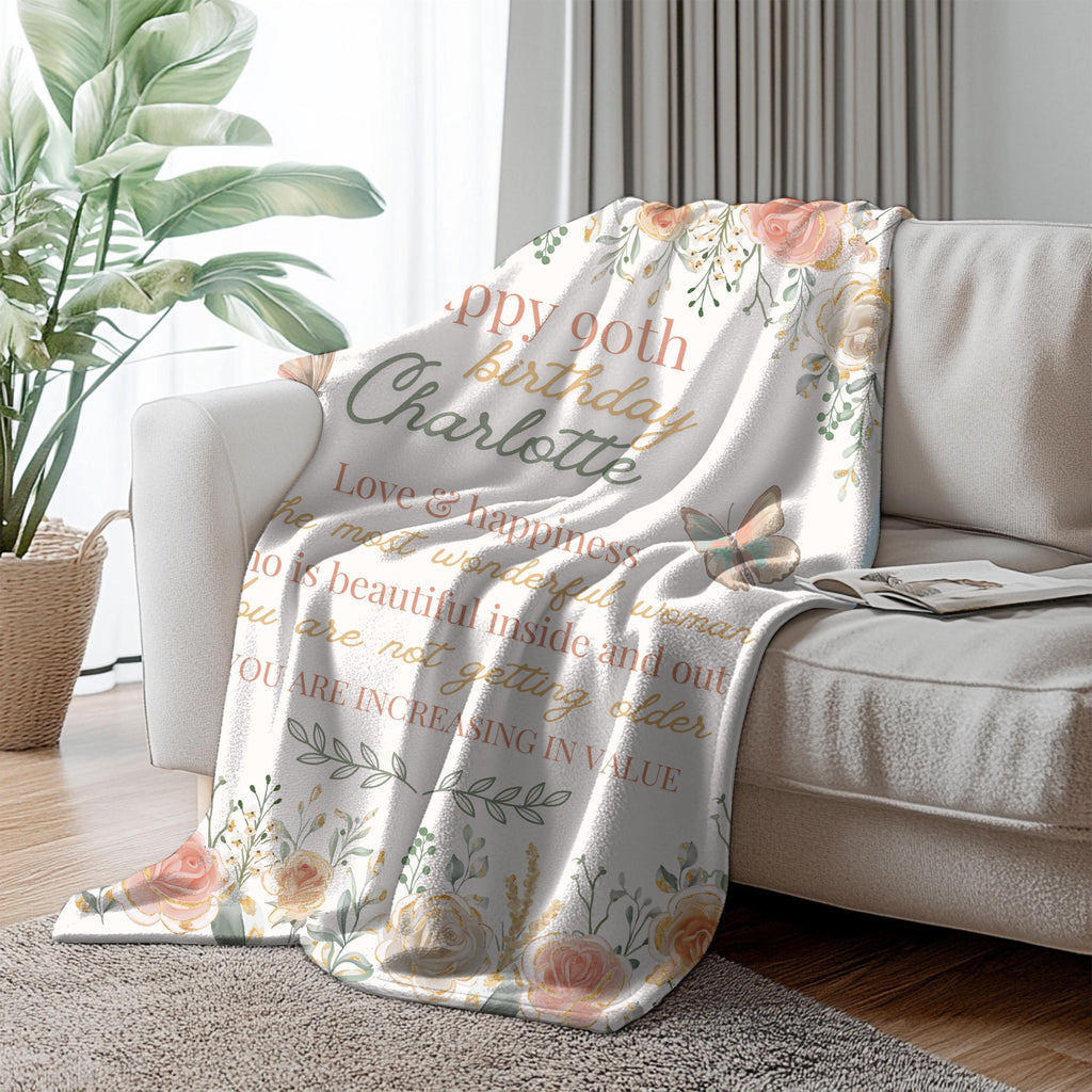 Personalized 90th Birthday Blanket: Custom Photo Gift for Grandma