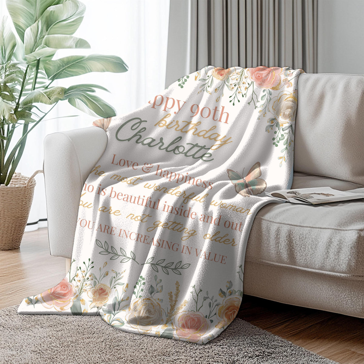 Personalized 90th Birthday Blanket: Custom Photo Gift for Grandma