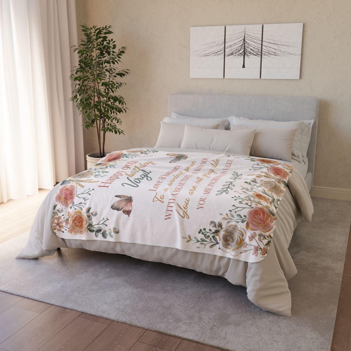 Personalized 90th Birthday Blanket: Custom Photo Gift for Grandma