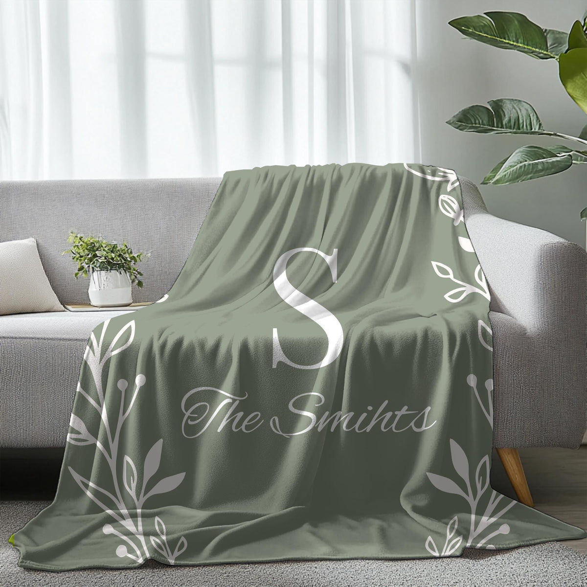 Custom Family Name Blanket, Last Name Initials Blanket, Wedding Anniversary Gift, Christmas Present For Family, Gift For Mom