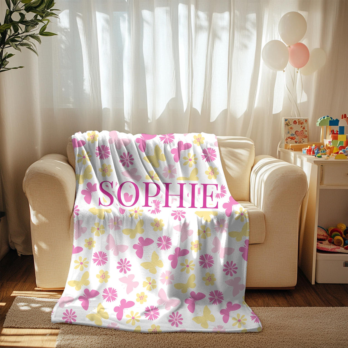Custom Butterfly Throw Blanket: Personalized Initial Letter Gift