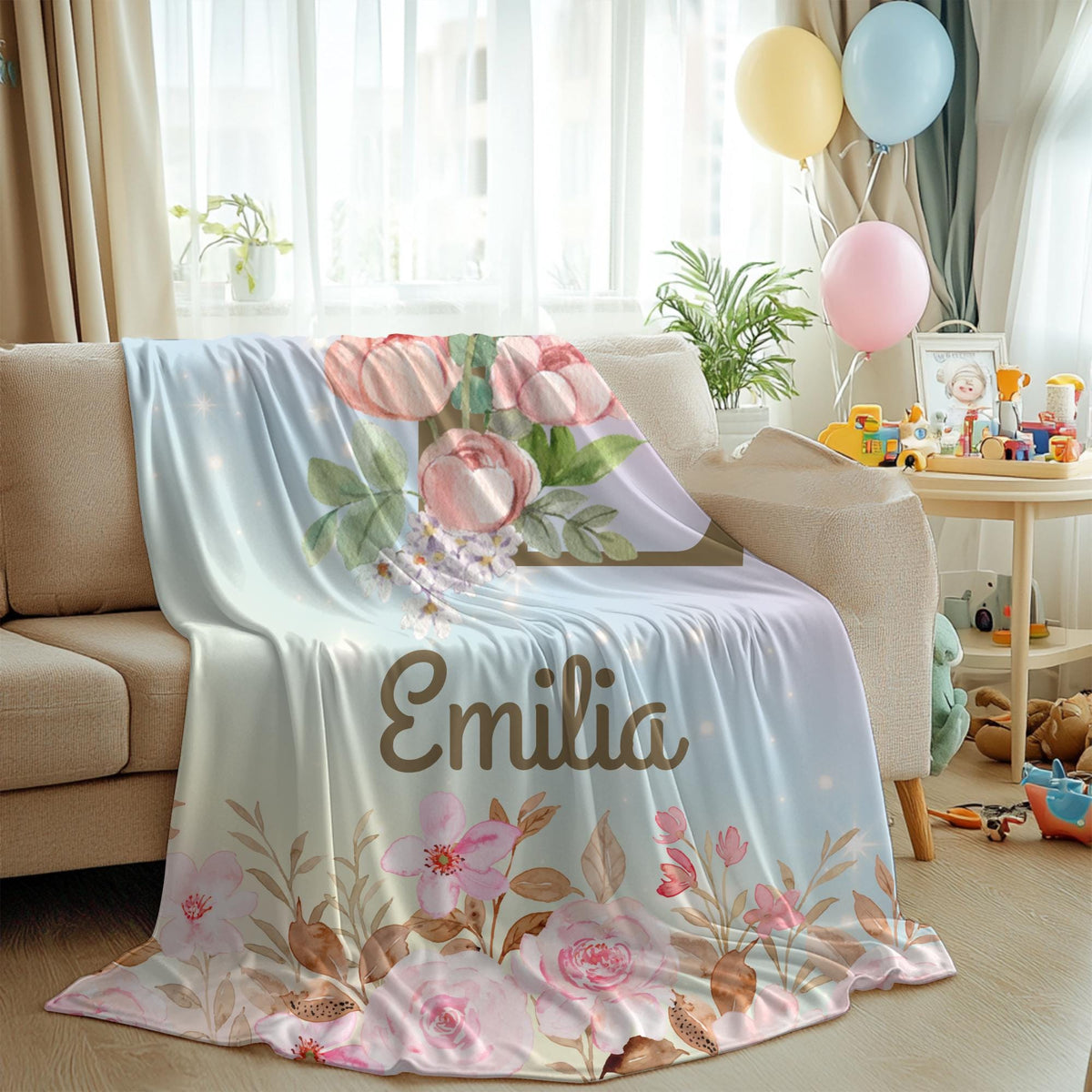 Custom Butterfly Initial Throw Blanket: Personalized Girl Gift