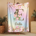 Custom Butterfly Initial Throw Blanket: Personalized Girl Gift