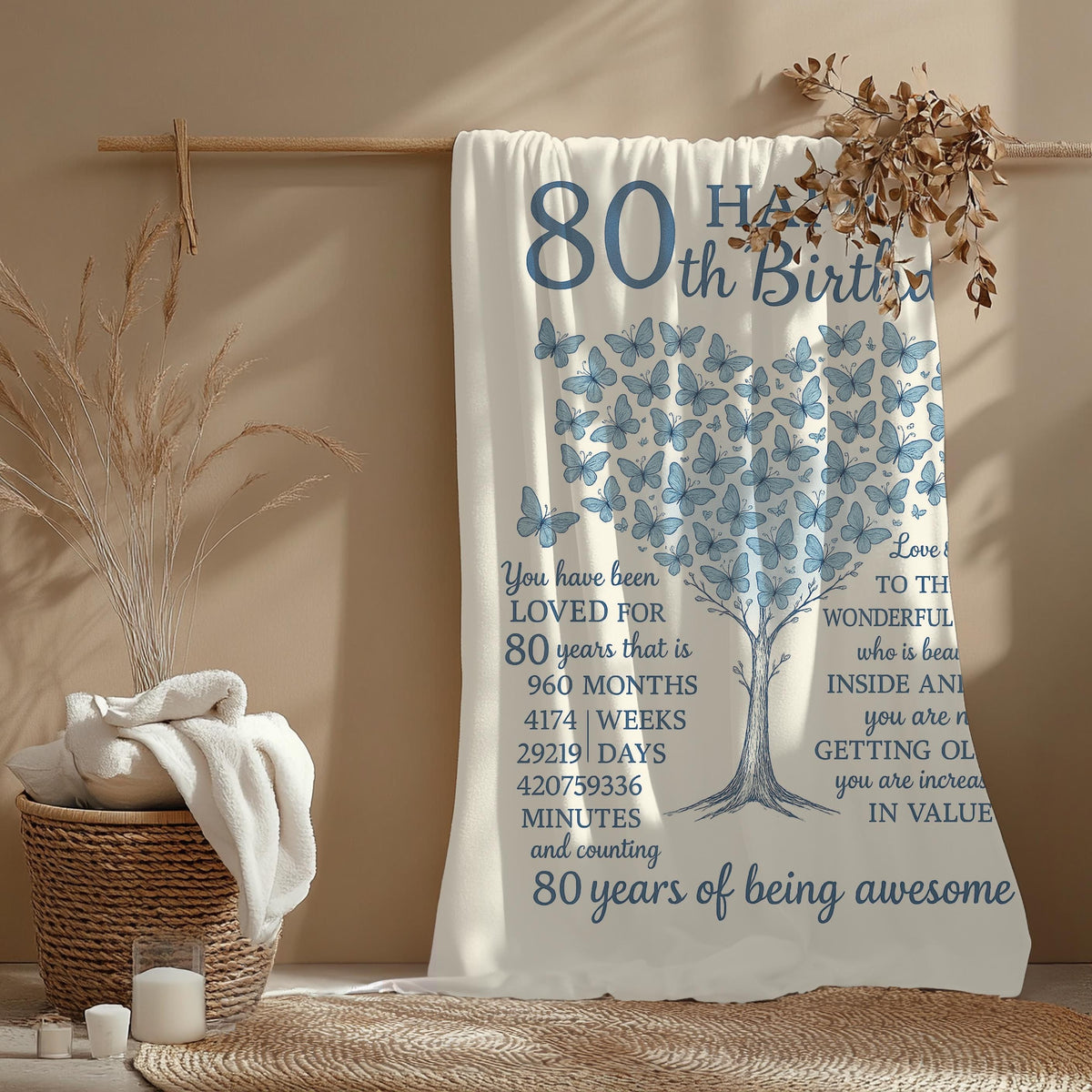 Personalized 80th Birthday Gifts for Women Blanket - Best Gifts for 80 Year Old Woman - 1945 Birthday Gifts for Women - 80th 
