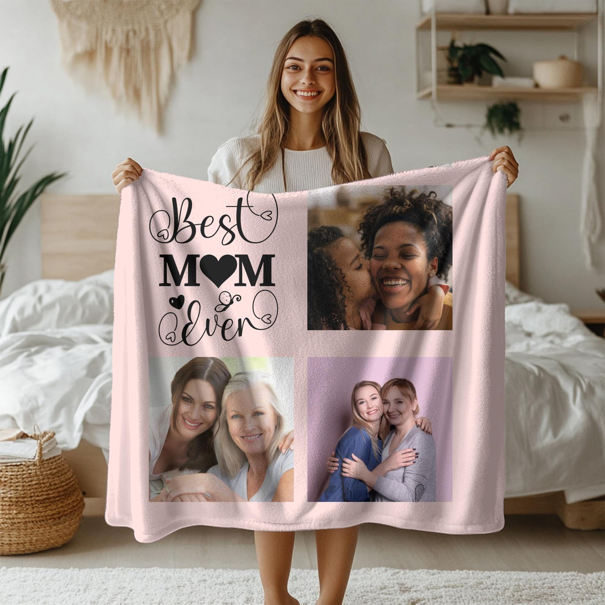 Mom Blanket for Mothers Day from Daughter Son,Custom Photo Blanket Personalized Picture Blankets for Mom Mothers Day Christma