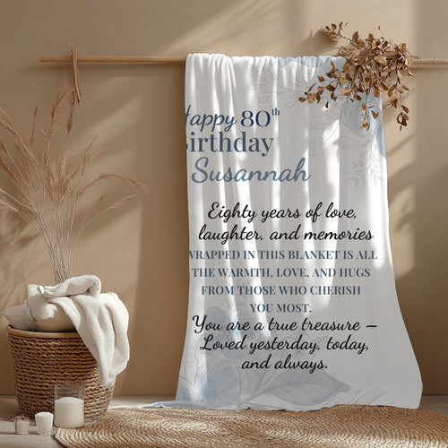 Personalized 80th Birthday Blanket: Custom Photo Gift for Grandma