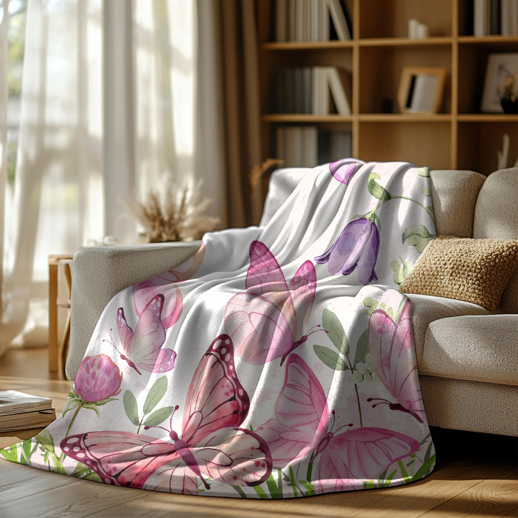 Custom Butterfly Throw Blanket: Personalized Initial Letter Gift