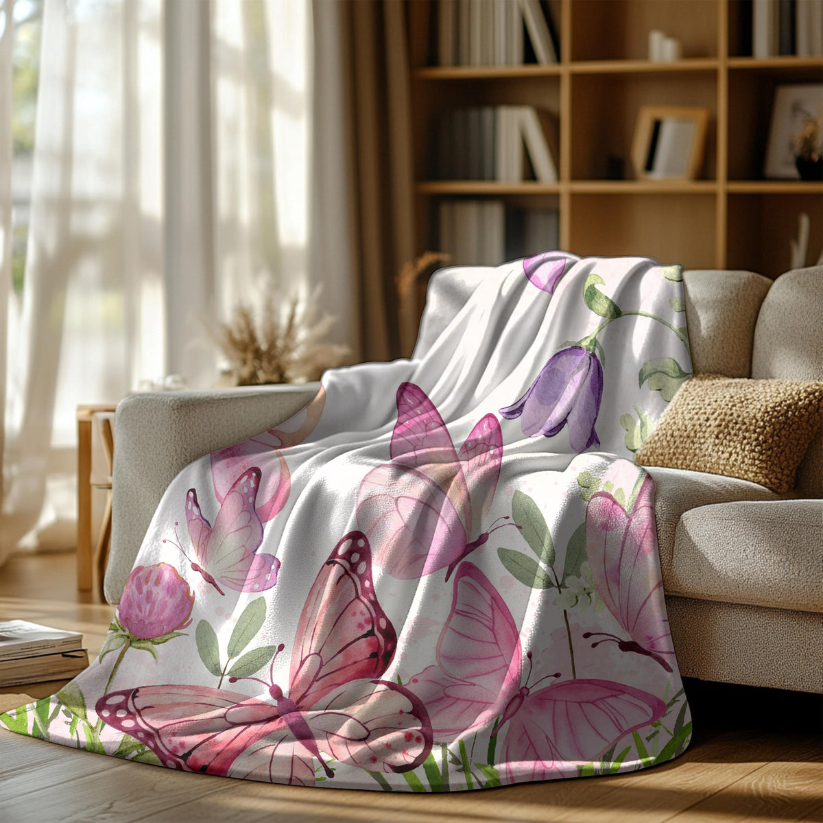 Custom Butterfly Throw Blanket: Personalized Initial Letter Gift
