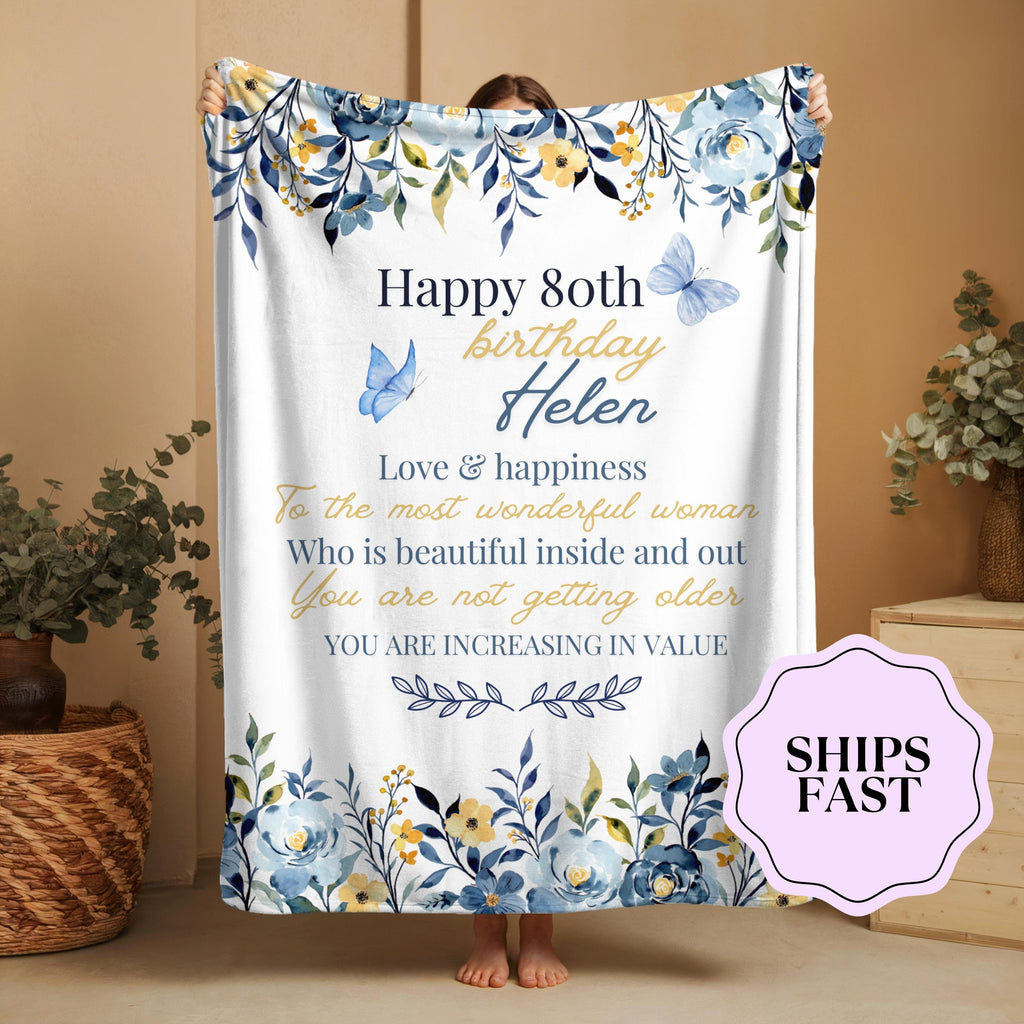 Personalized 80th Birthday Gifts for Women Blanket - Best Gifts for 80 Year Old Woman - 1945 Birthday Gifts for Women - 80th 