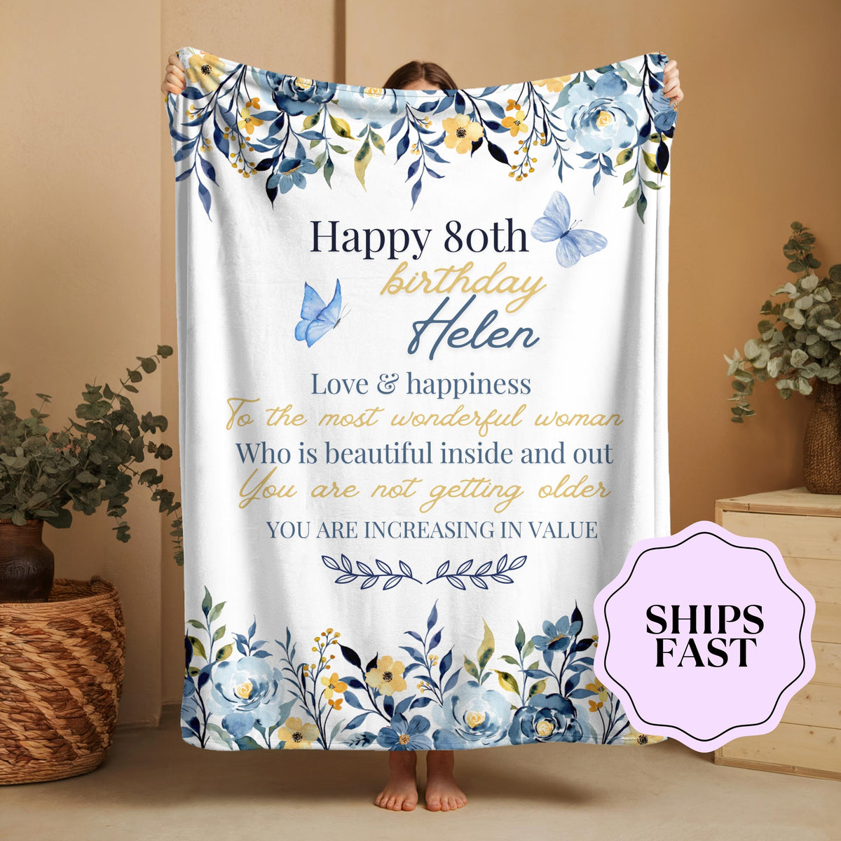 Personalized 80th Birthday Gifts for Women Blanket - Best Gifts for 80 Year Old Woman - 1945 Birthday Gifts for Women - 80th 