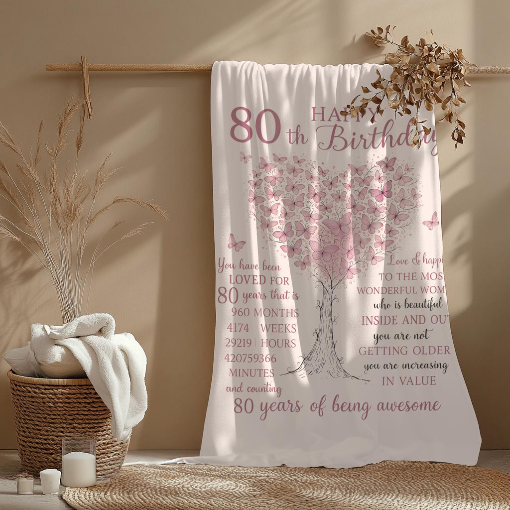 Personalized 80th Birthday Gifts for Women Blanket - Best Gifts for 80 Year Old Woman - 1945 Birthday Gifts for Women - 80th 