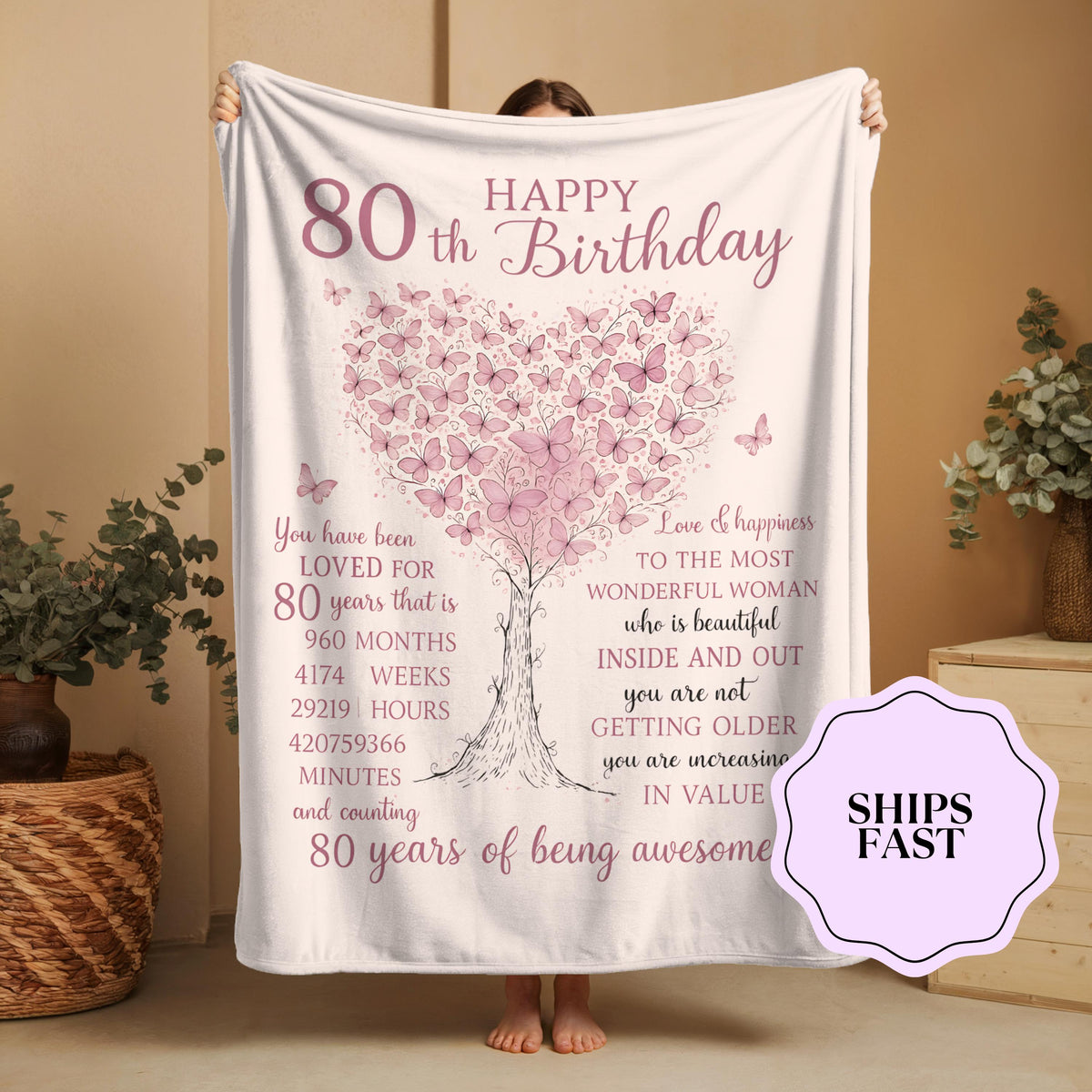 Personalized 80th Birthday Gifts for Women Blanket - Best Gifts for 80 Year Old Woman - 1945 Birthday Gifts for Women - 80th 