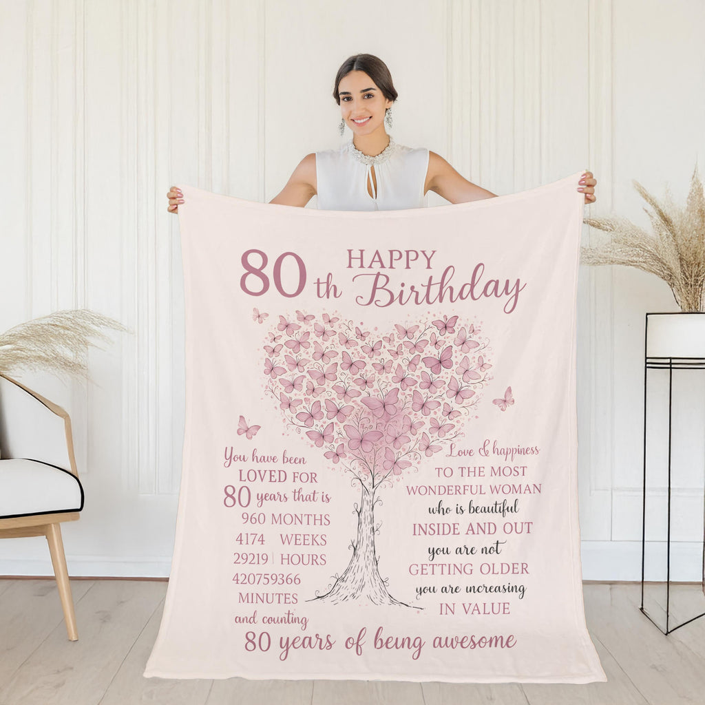 Personalized 80th Birthday Gifts for Women Blanket - Best Gifts for 80 Year Old Woman - 1945 Birthday Gifts for Women - 80th 