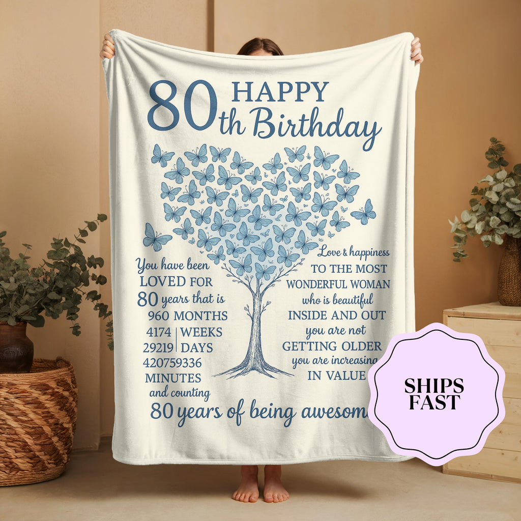 Personalized 80th Birthday Gifts for Women Blanket - Best Gifts for 80 Year Old Woman - 1945 Birthday Gifts for Women - 80th 
