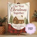Personalized First Christmas Blanket: Cabin Holiday Throw, Newlywed Gift