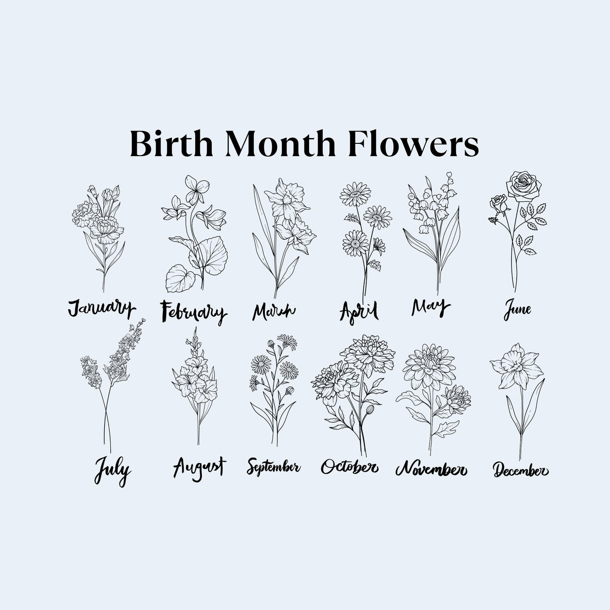 Personalized Carnation Birth Flower Blanket: Custom Name Floral Throw