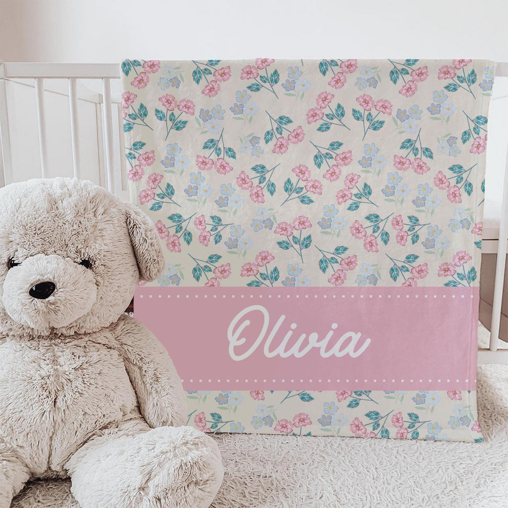 Personalized Baby Blanket: Floral Nursery Decor, Custom Name Gift