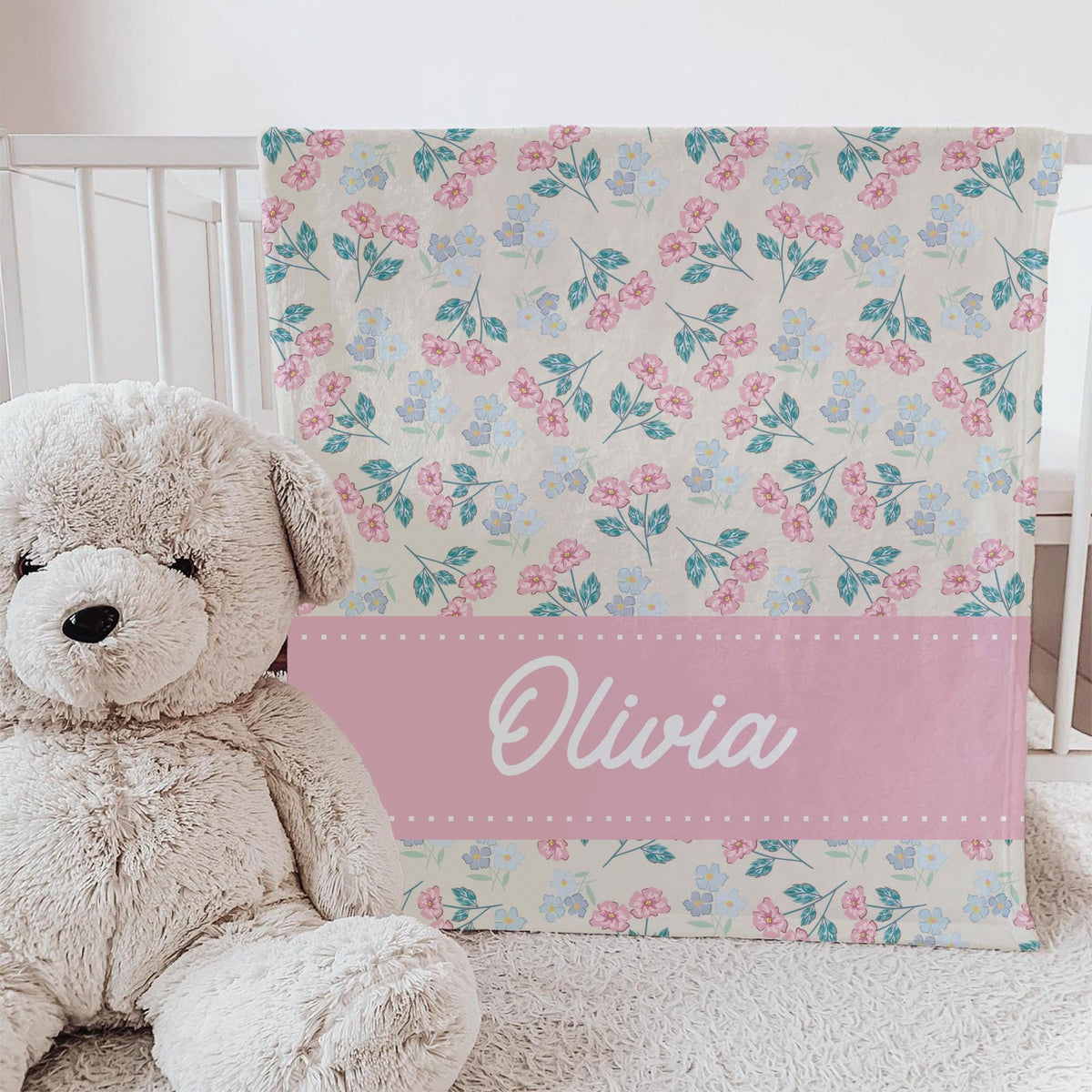 Personalized Baby Blanket: Floral Nursery Decor, Custom Name Gift