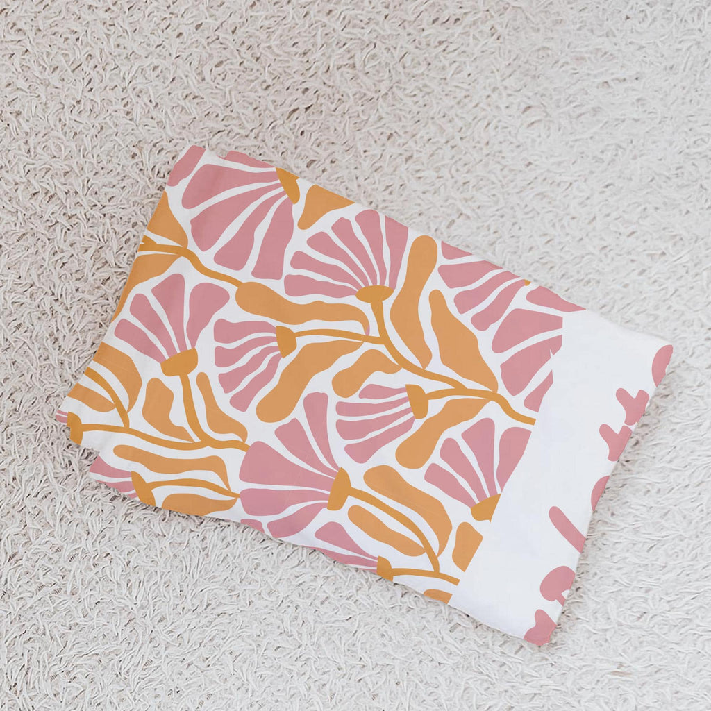 Personalized Baby Blanket: Retro Floral Print, Custom Nursery Decor