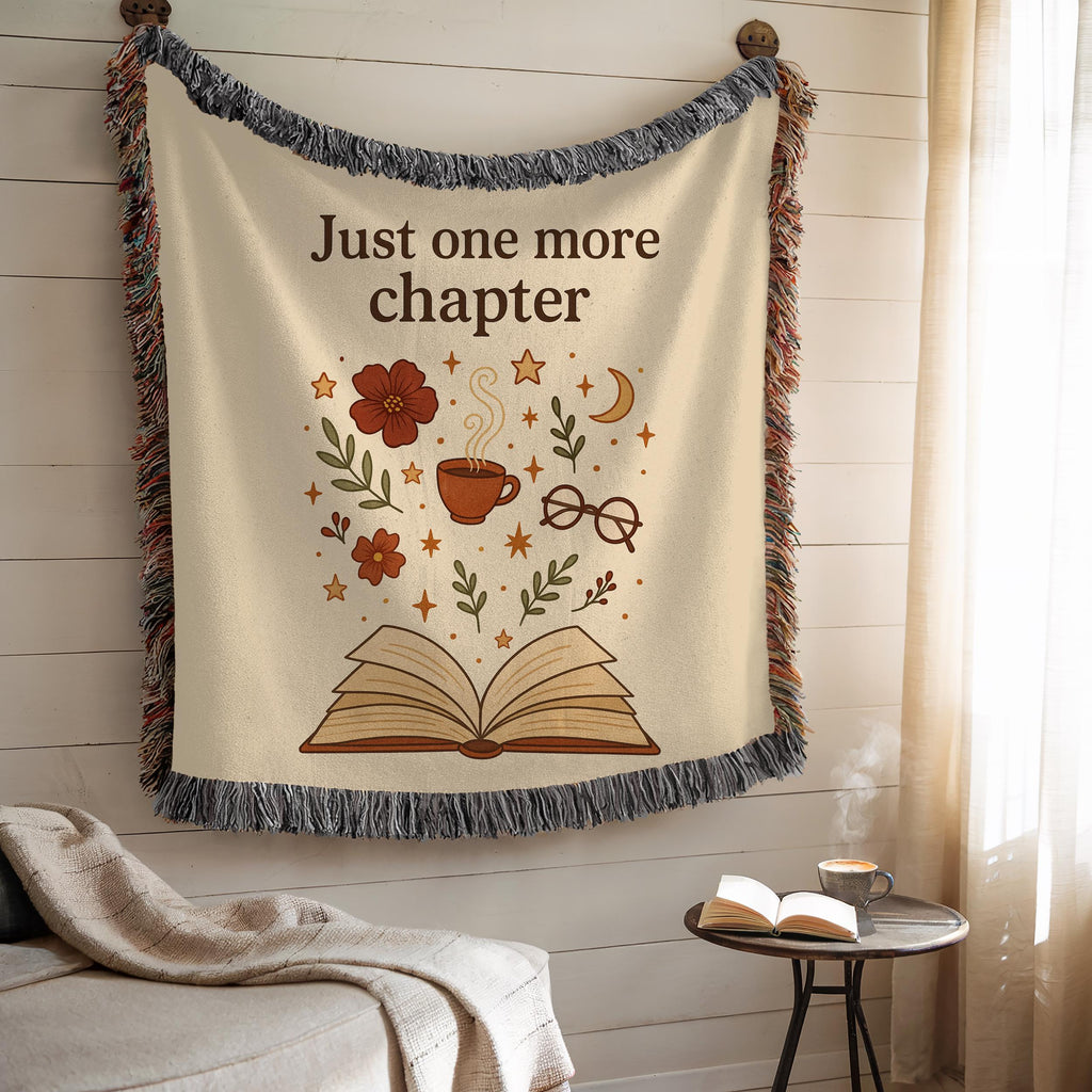 Book Lover Woven Blanket: Cozy Reading Nook Decor - 50"x60"