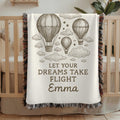 Personalized Hot Air Balloon Baby Blanket: Custom Name Woven Nursery Throw
